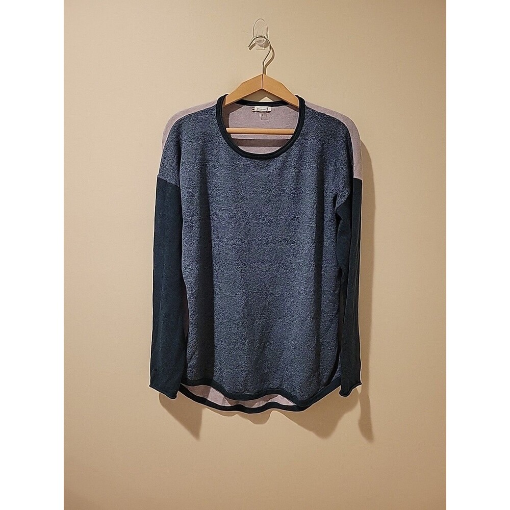 Smartwool Sweater Colorblock Shadow Pine Merino Wool Blue Size Large